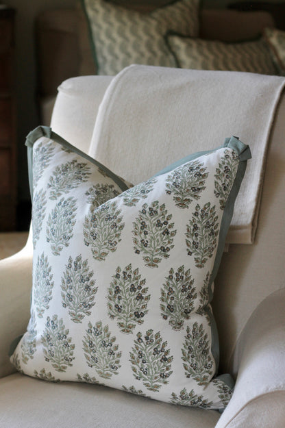 Hydrangea in Slate Pillow Covers with Slate Trim