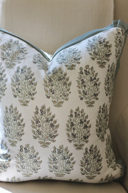 Hydrangea in Slate Pillow Covers with Slate Trim