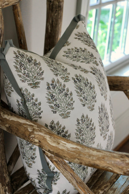 Hydrangea in Slate Pillow Covers with Slate Trim