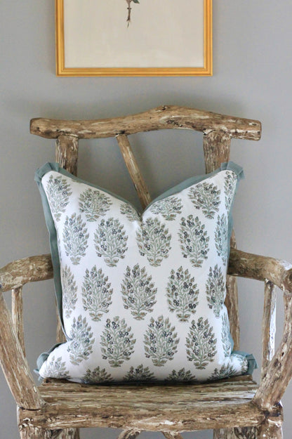 Hydrangea in Slate Pillow Covers with Slate Trim
