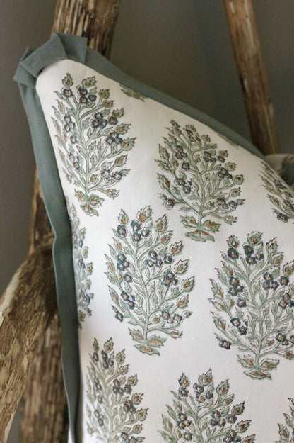 Hydrangea in Slate Pillow Covers with Slate Trim
