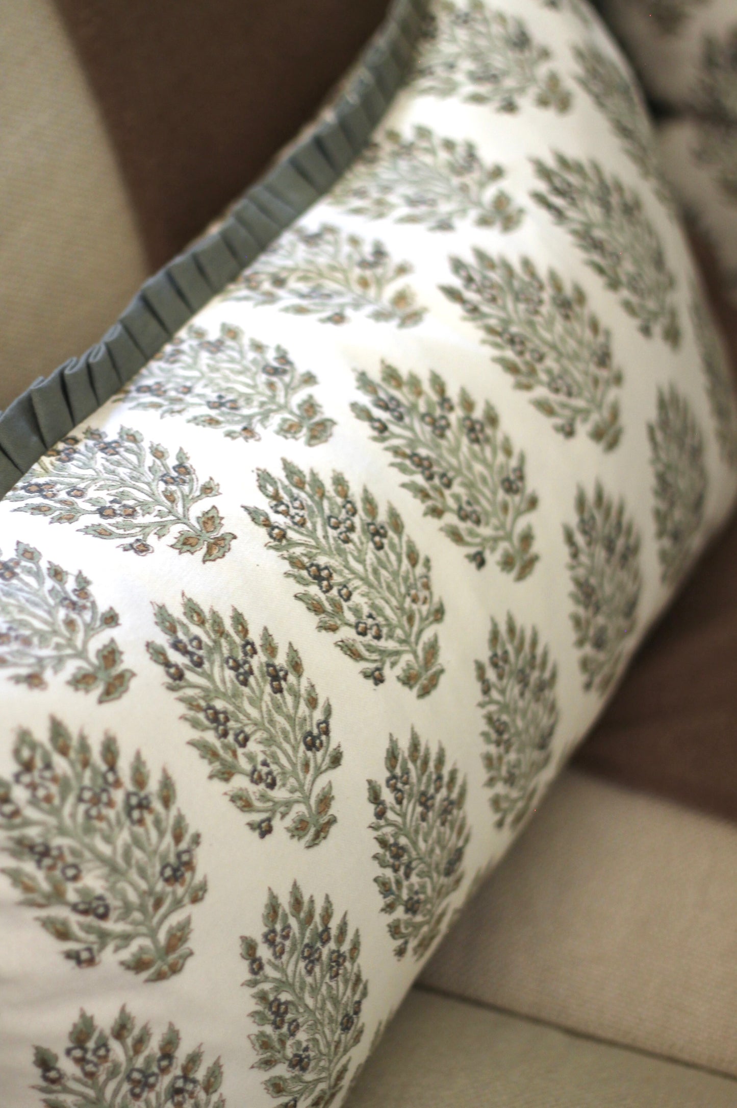 Hydrangea in Slate Pillow Covers with Slate Trim