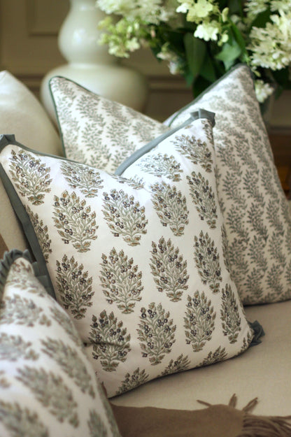 Hydrangea in Slate Pillow Covers with Slate Trim