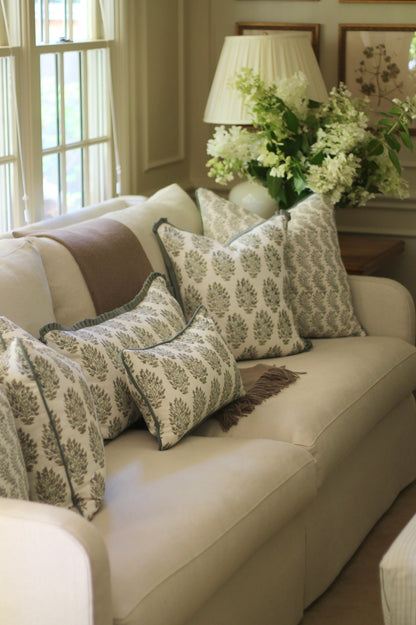 Hydrangea in Slate Pillow Covers with Slate Trim
