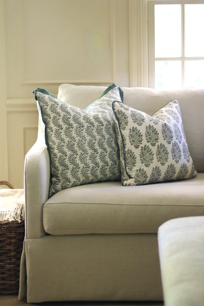 Garland in Sage Pillow Covers with Spruce Flange | 3 sizes