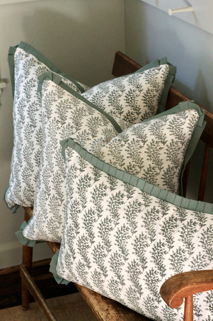 Garland in Sage Pillow Covers with Spruce Flange | 3 sizes