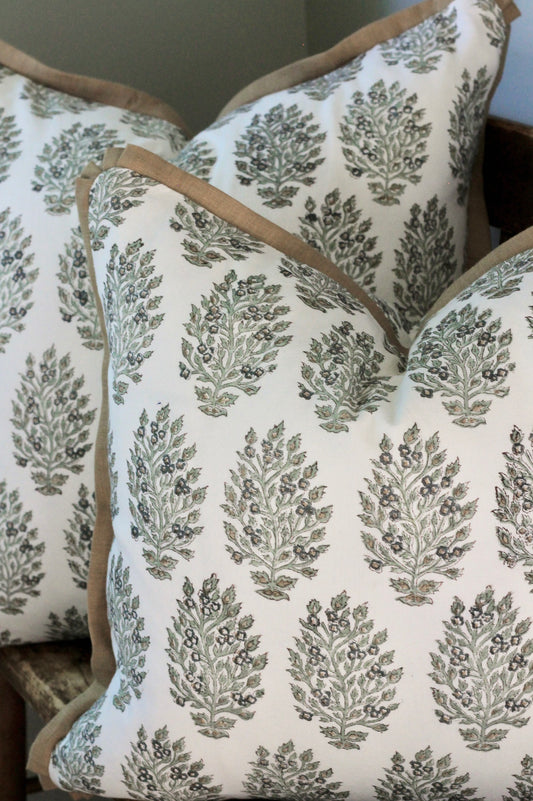 Hydrangea in Slate Pillow Covers with Gold Trim | 3 sizes