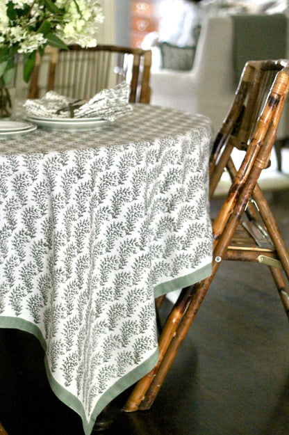 Garland Stripe Tablecloths, Sage