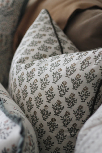 Carie Gold Pillow Covers | Walnut Trim