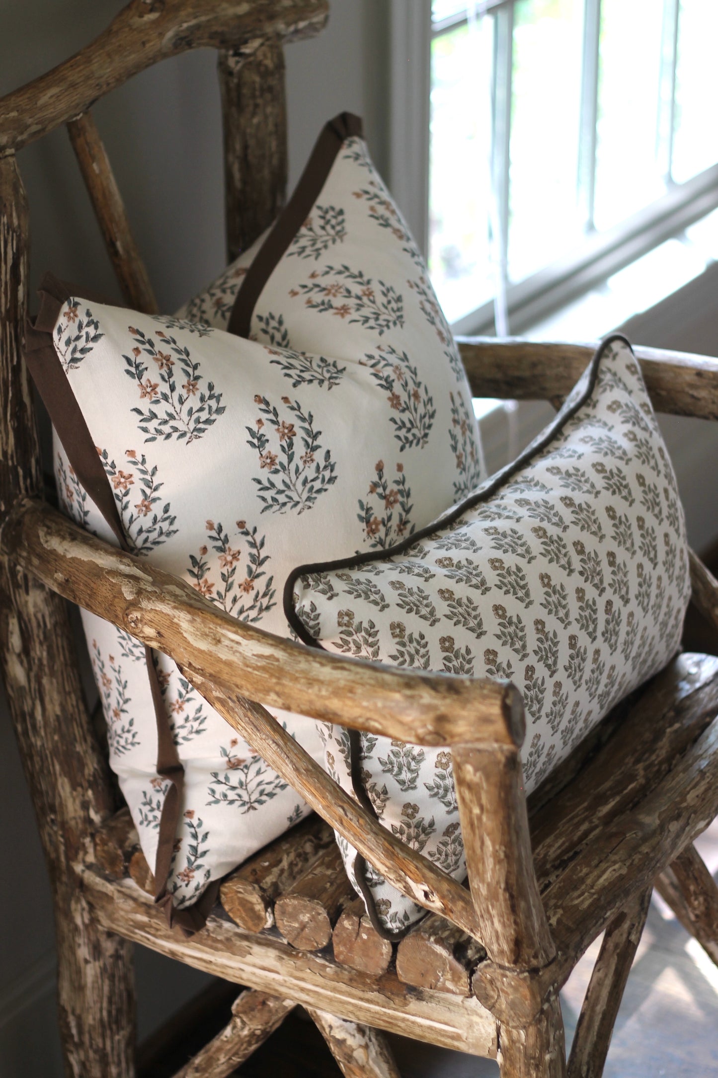 Carie Gold Pillow Covers | Walnut Trim