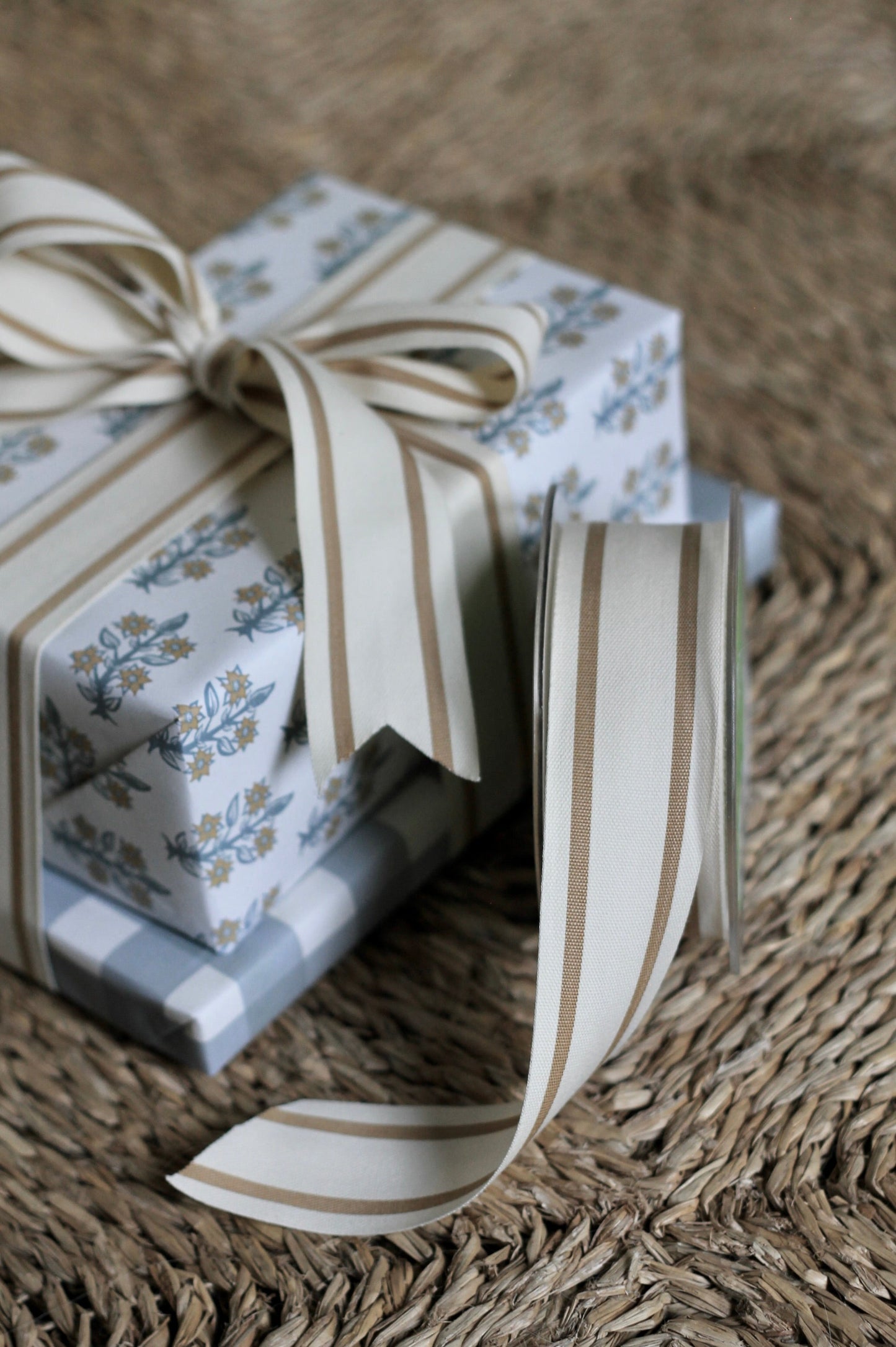 Cotton Striped Ribbon - Antique Gold
