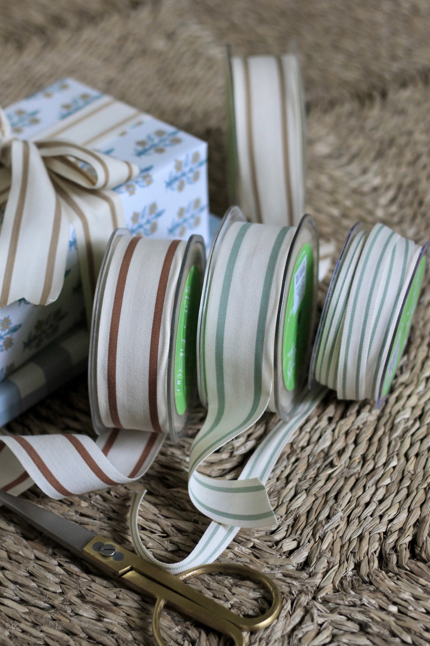 Cotton Striped Ribbon - Antique Gold