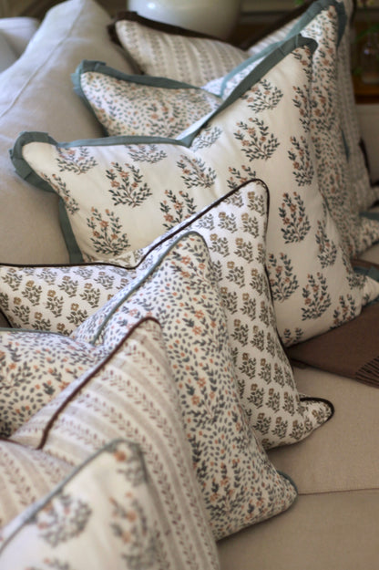 Marcella Movement Pillow Covers | Green Piping