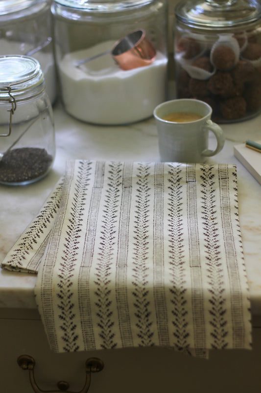 Oak Leaf Ticking Stripe Tea Towels