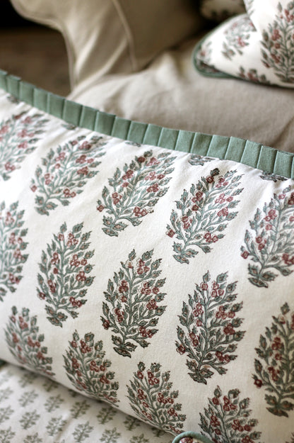 Hydrangea in Woodrose Pillow Covers | Green Trim