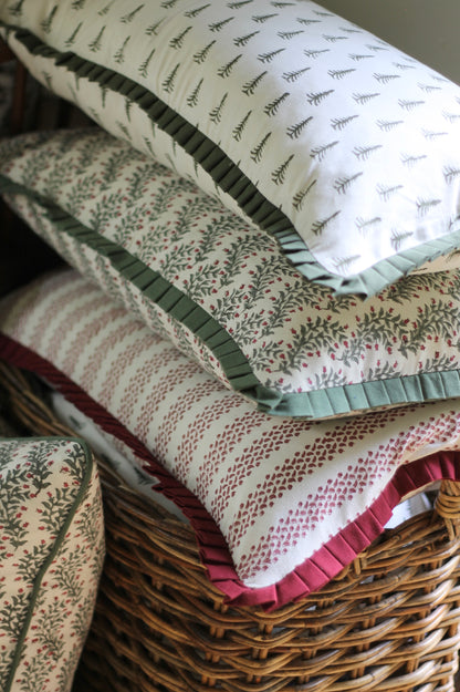 Green Tree Pillow Covers with Green Flange