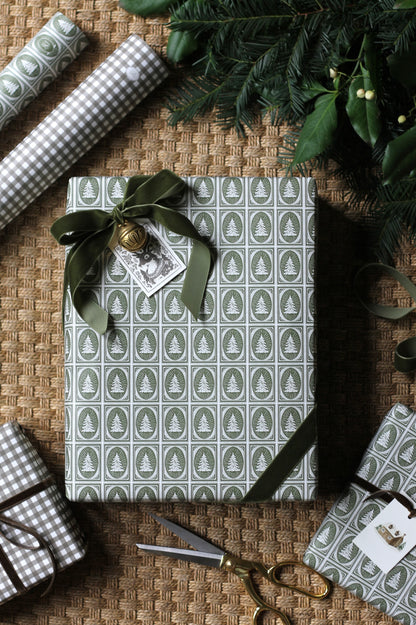 "Henry" Chocolate Gingham Wrapping Paper