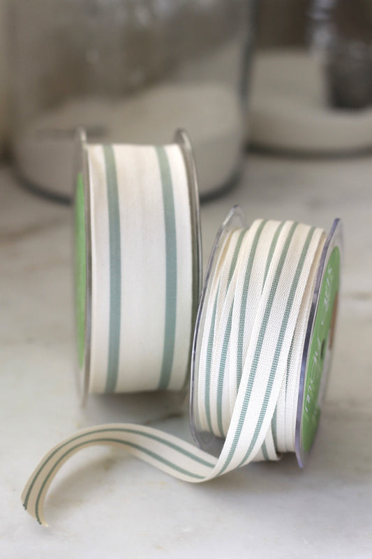 Cotton Striped Ribbon - Jadeite