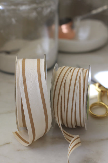 Cotton Striped Ribbon - Antique Gold