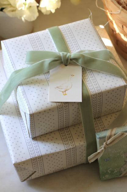Dot & Leaf Ticking Wrapping Paper in Lilac