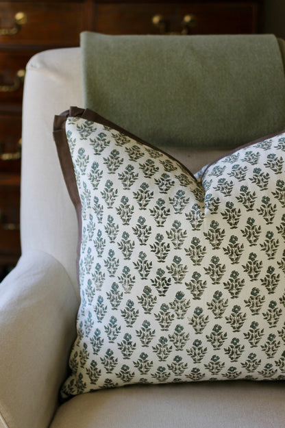 Carie Slate Pillow Covers with Walnut Trim | 3 sizes
