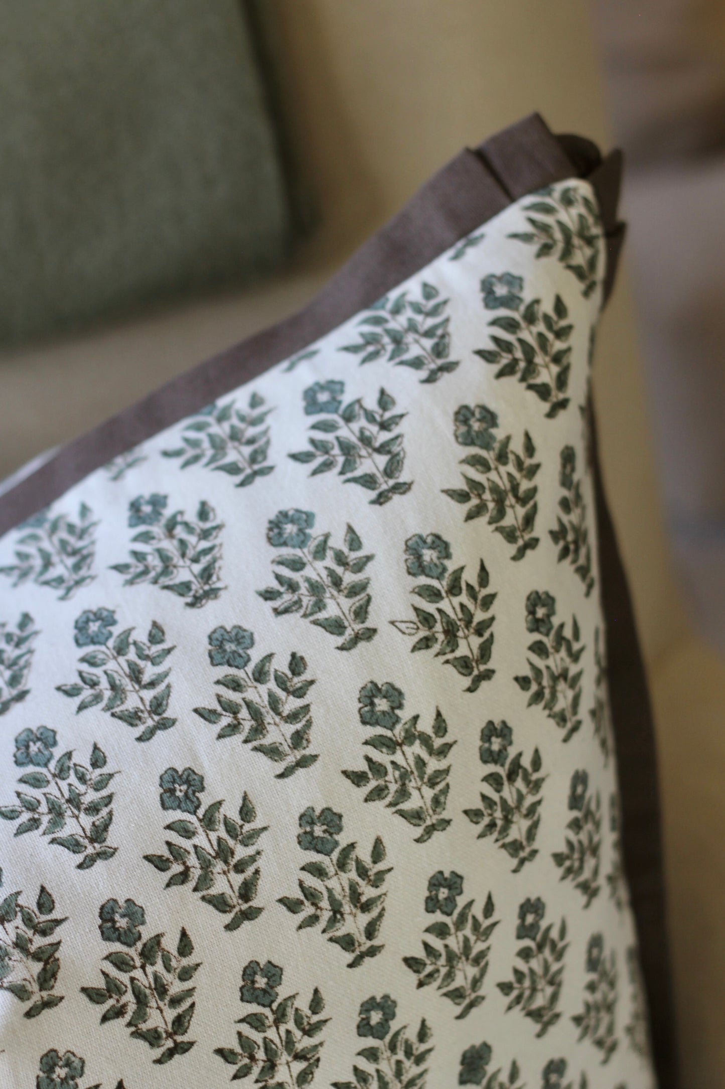 Carie Slate Pillow Covers with Walnut Trim | 3 sizes
