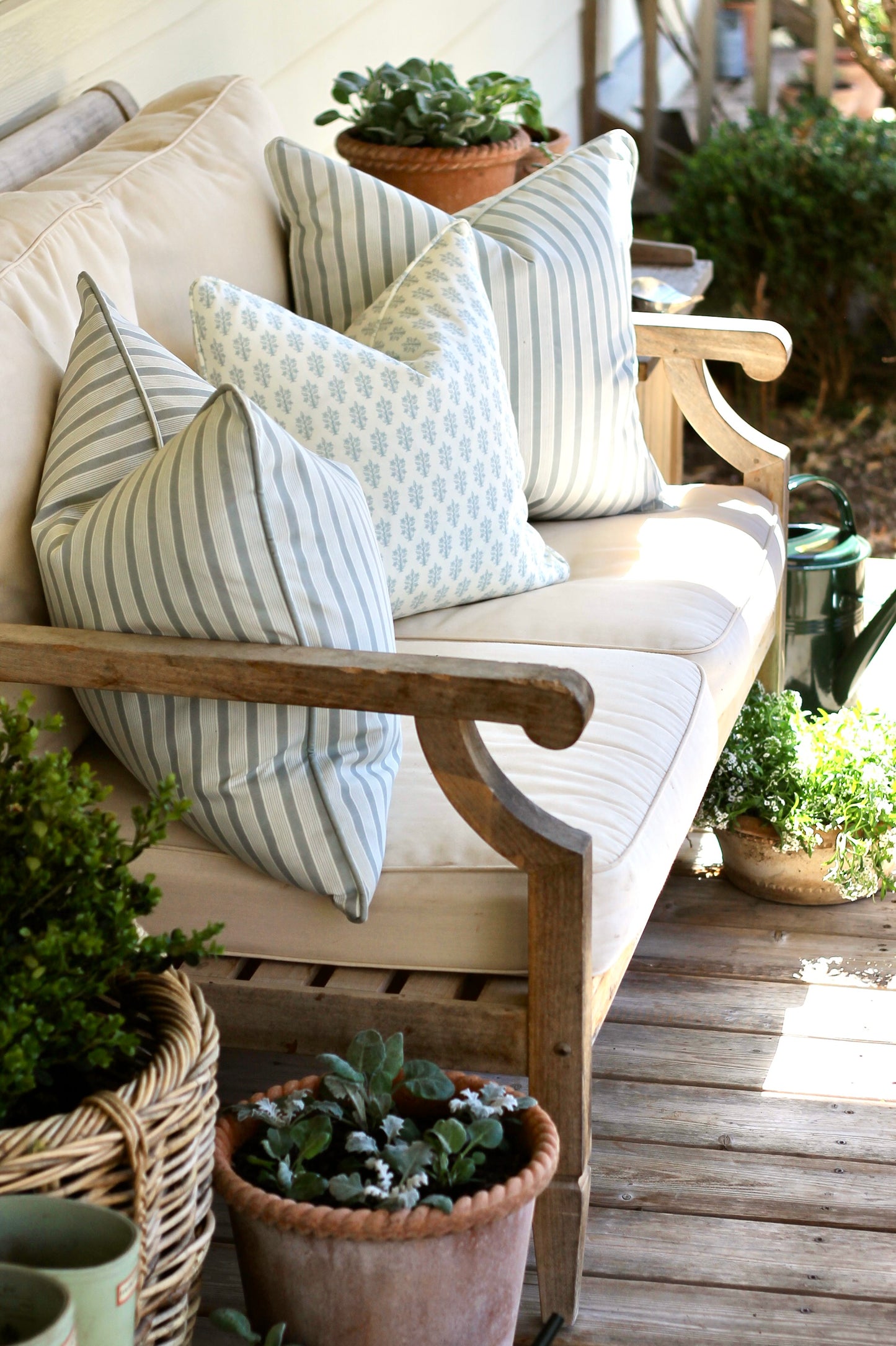 Outdoor Dahlia Pillow Covers in English Blue | 4 Sizes