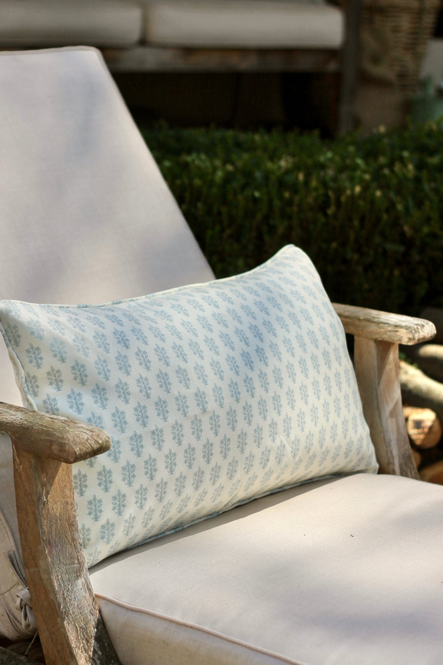 Outdoor Dahlia Pillow Covers in English Blue | 4 Sizes