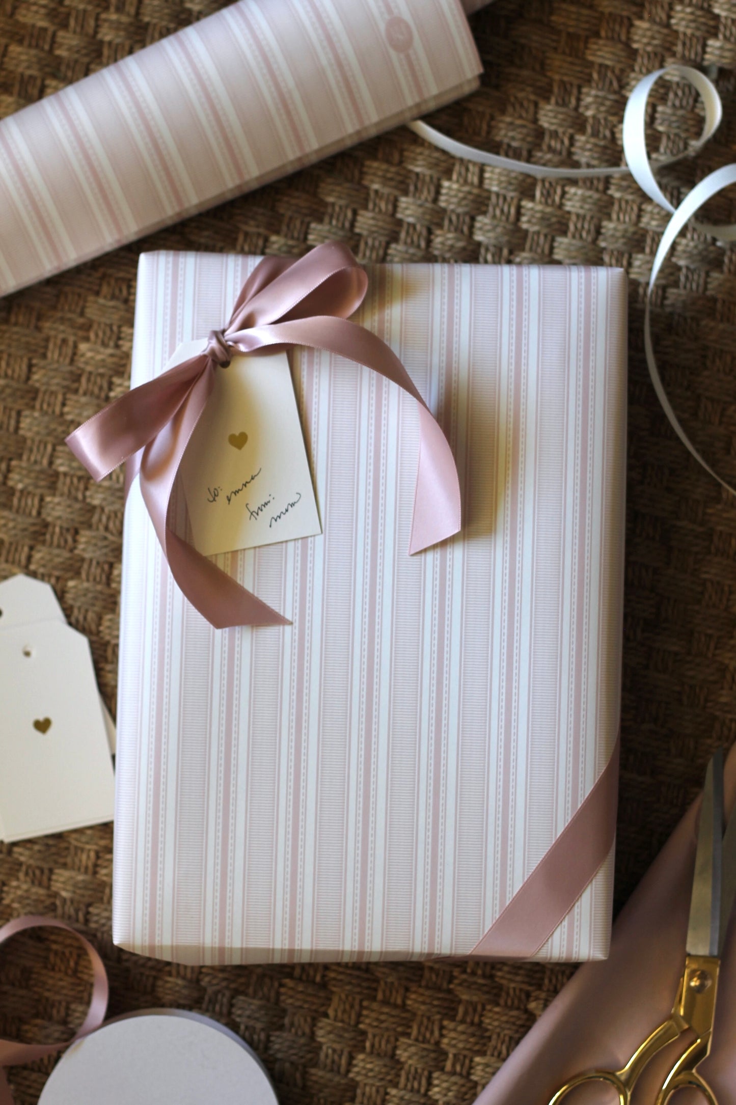 Grosgrain Stripe Wrapping Papers in Perfect Pink