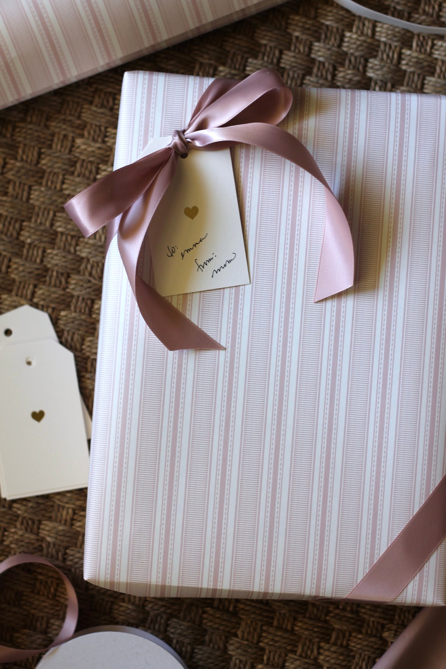 Grosgrain Stripe Wrapping Papers in Perfect Pink