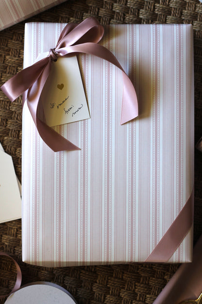 Grosgrain Stripe Wrapping Papers in Perfect Pink