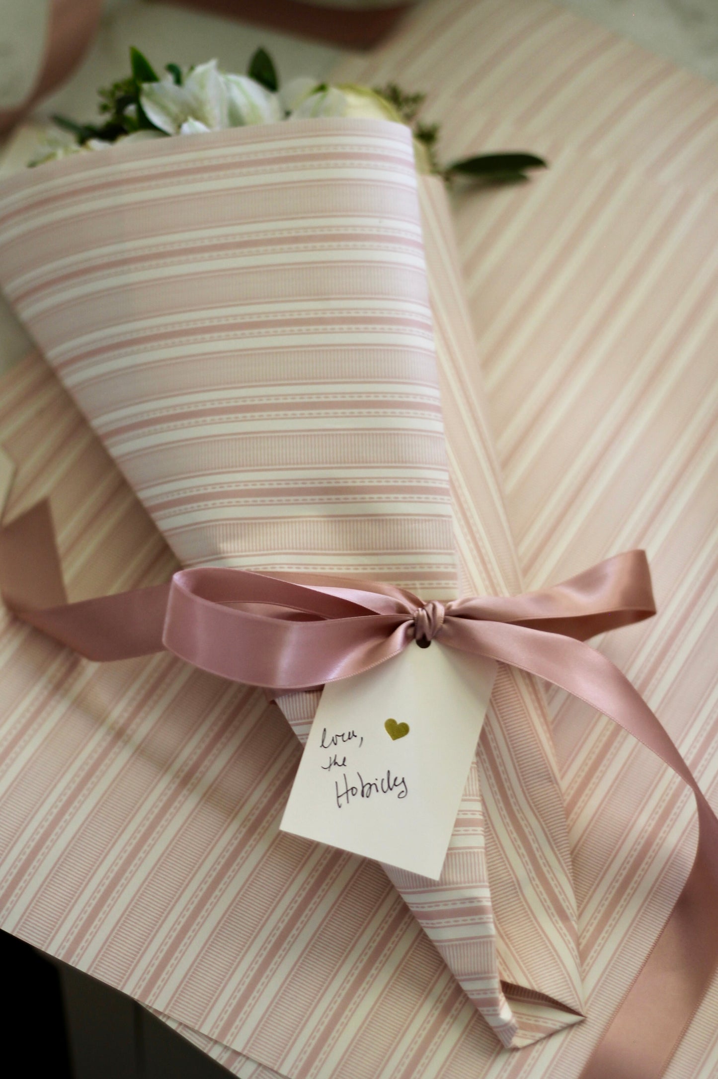 Grosgrain Stripe Wrapping Papers in Perfect Pink