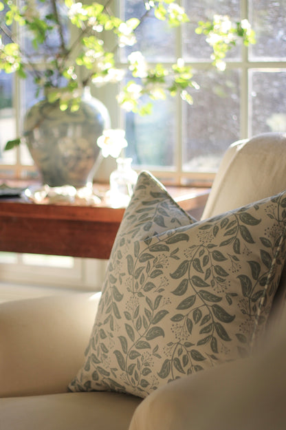 Privet Hedge Pillow Covers in English Blue