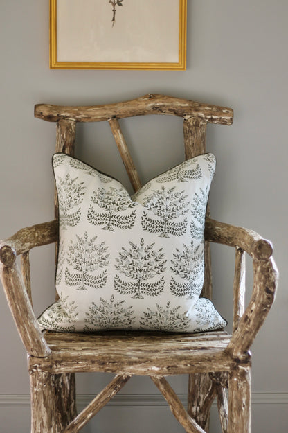 Hannah in Blue Pillow Covers | Brown Trim