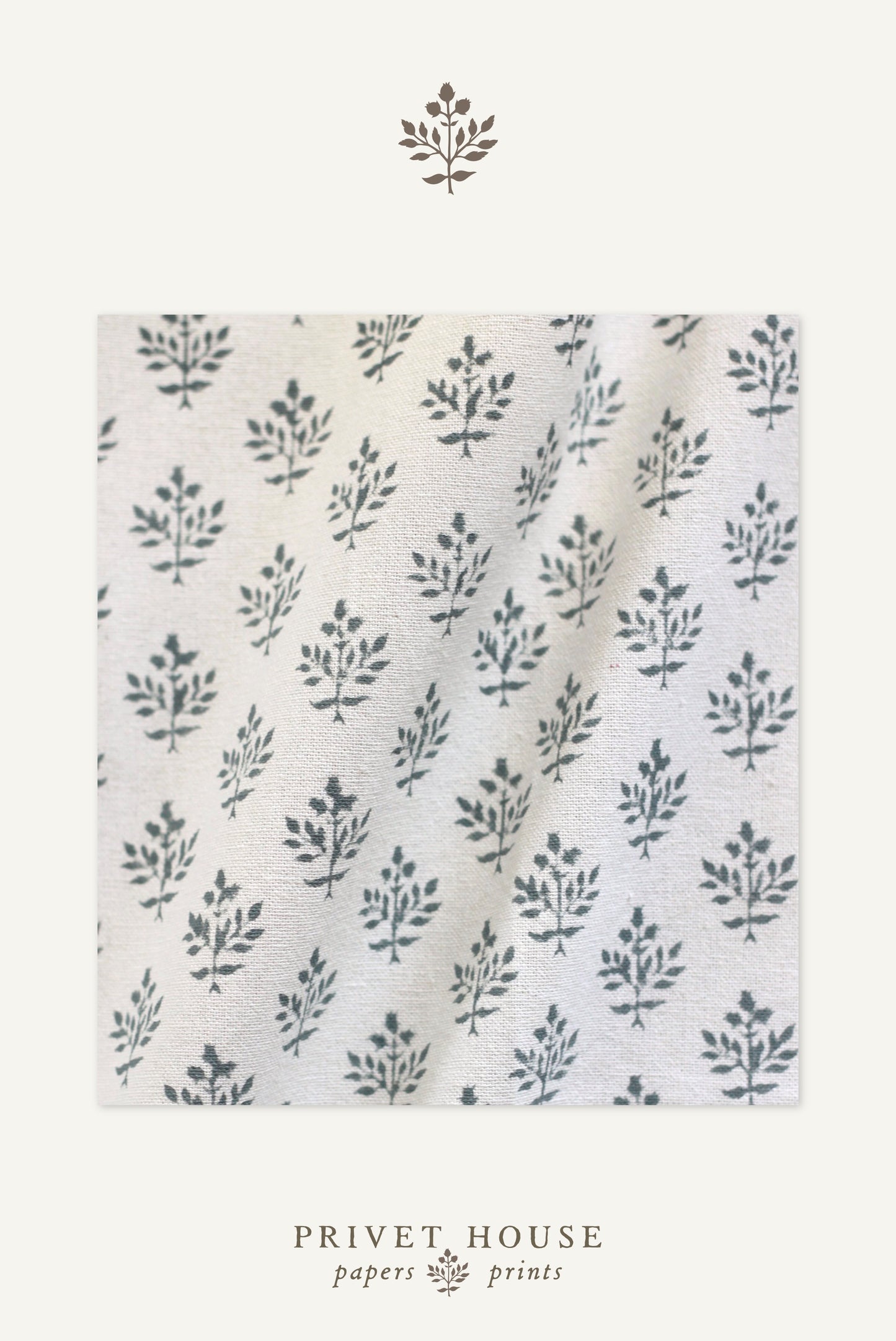 Privet Flower in Navy Fabric by the Yard