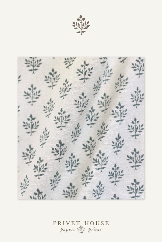 Privet Flower in Navy Fabric by the Yard