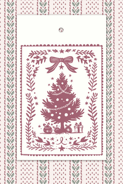 Woodblock Print Tree Tags