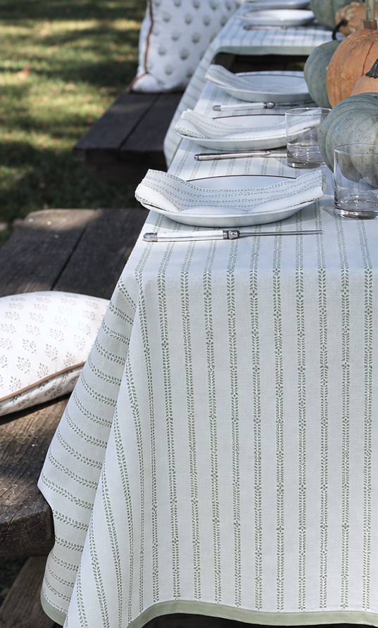Sage Stripe Tablecloths