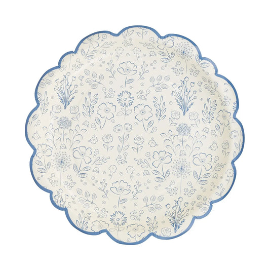 Blue Floral Paper Plate 10"