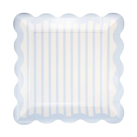 Blue Striped Paper Plates