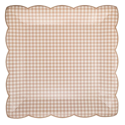 Light Brown Gingham Paper Plates