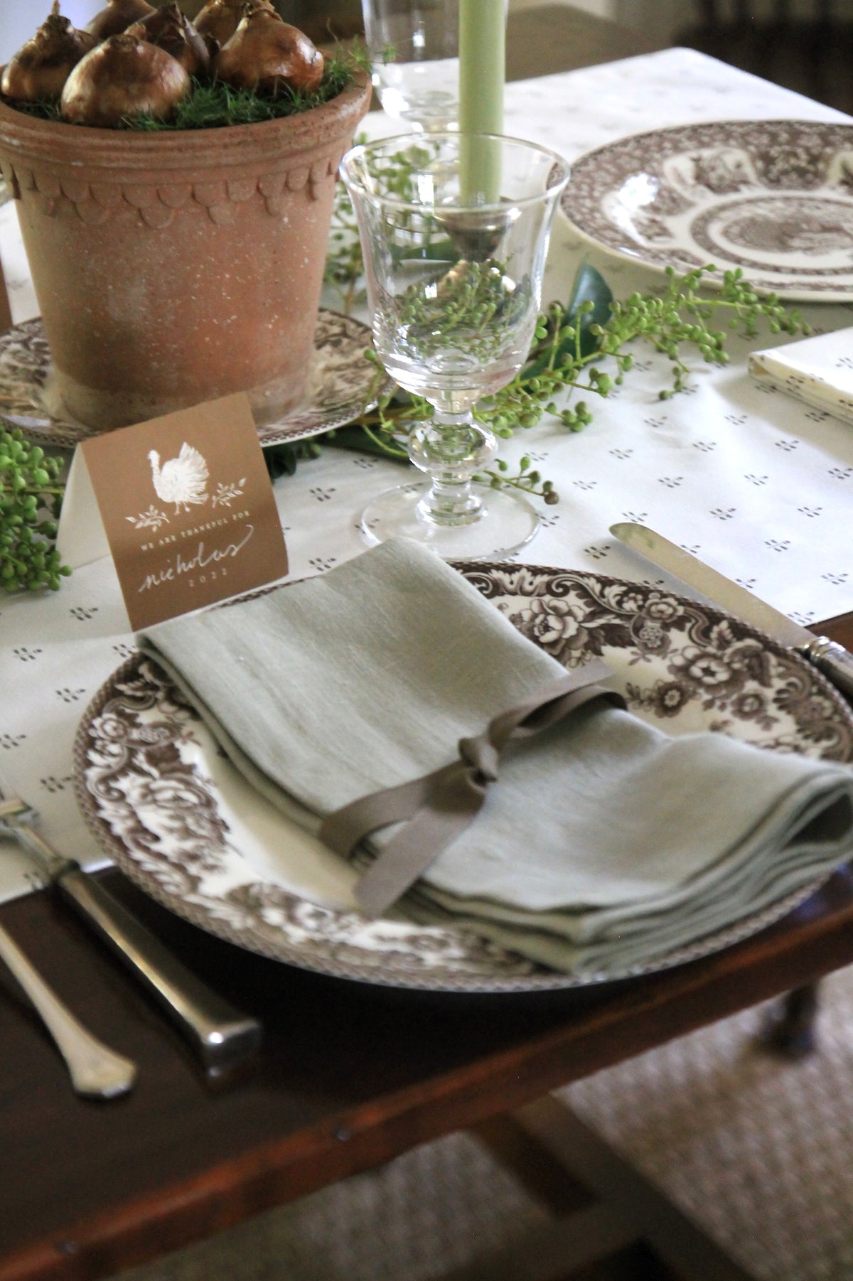English Green Linen Napkins