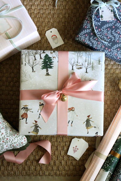Ice Skating Scene Wrapping Paper